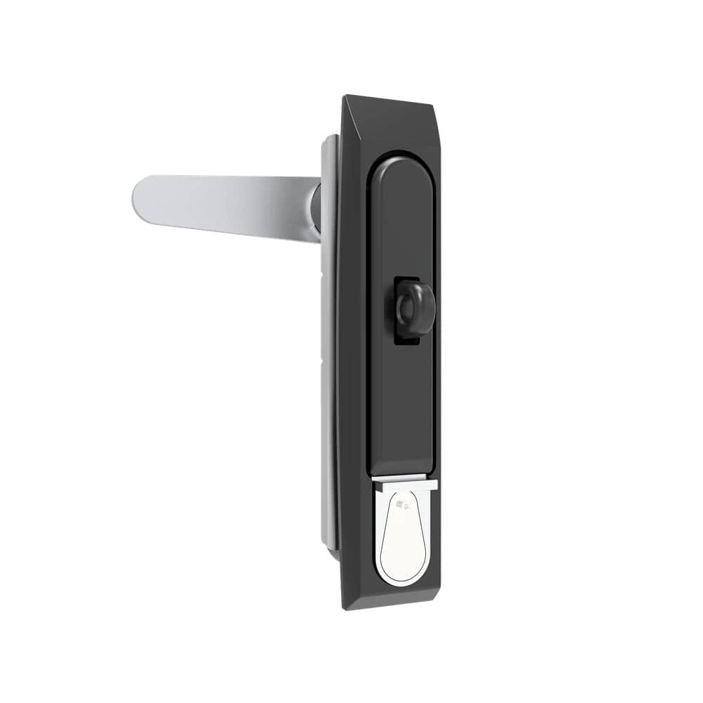 33 Zinc Alloy Black Powder Coated K200 Rotating Handle Lock with Padlock Lug | Universal Flat Lock for Communication & Electrical Cabinets