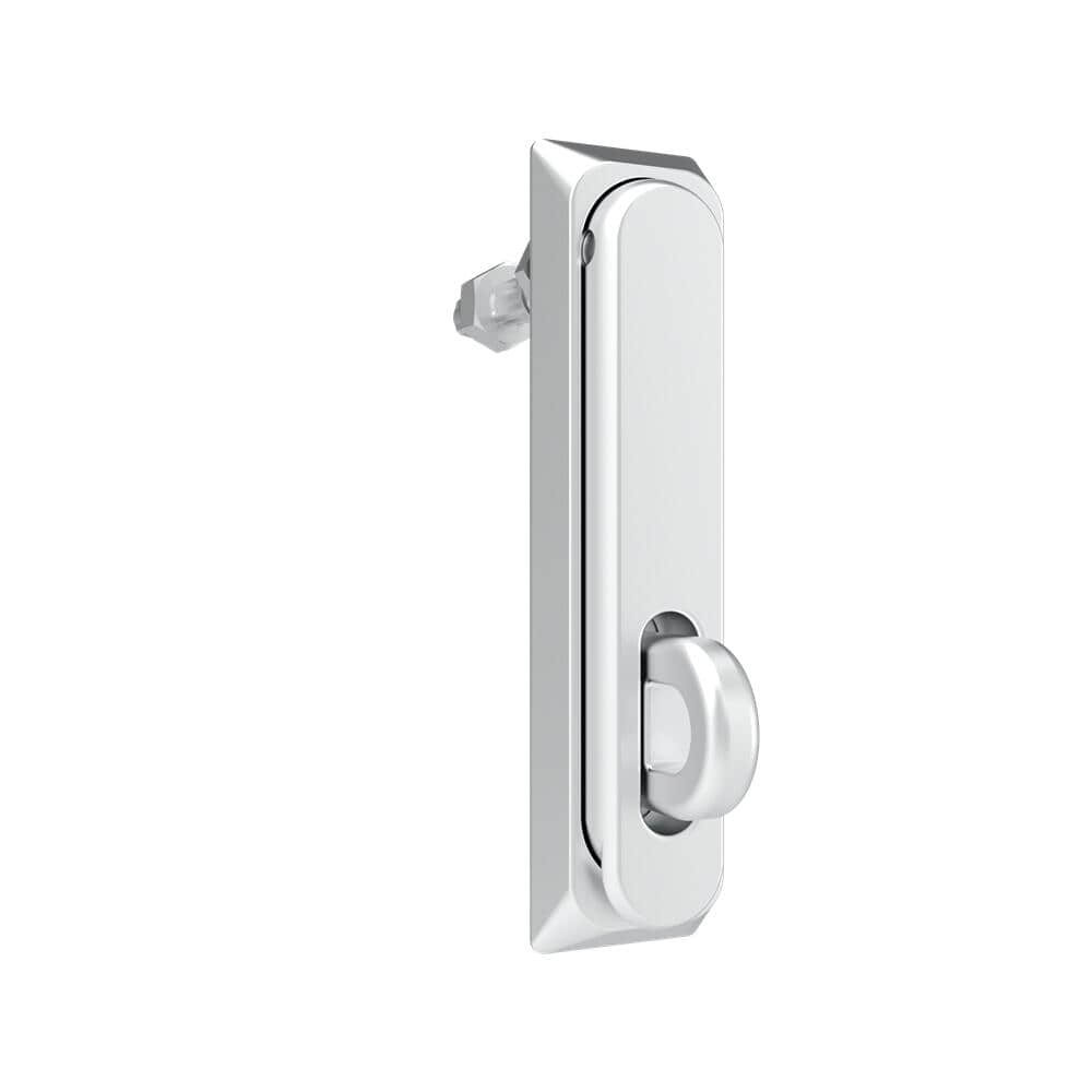 100 Bright Chrome Plated Zinc Alloy K200 Rotary Handle Lock with Hanging Tab | Universal Left Right Open Electrical Cabinet Flat Lock