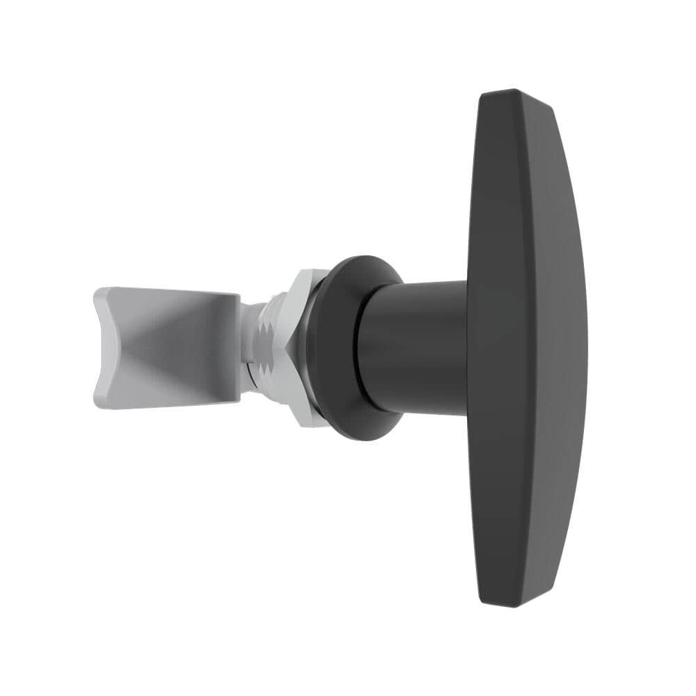 110 Black Powder Coated Zinc Alloy EMKA Manual T-Handle Rotary Lock | Equipment Cabinet Manual Operated Compression Lock