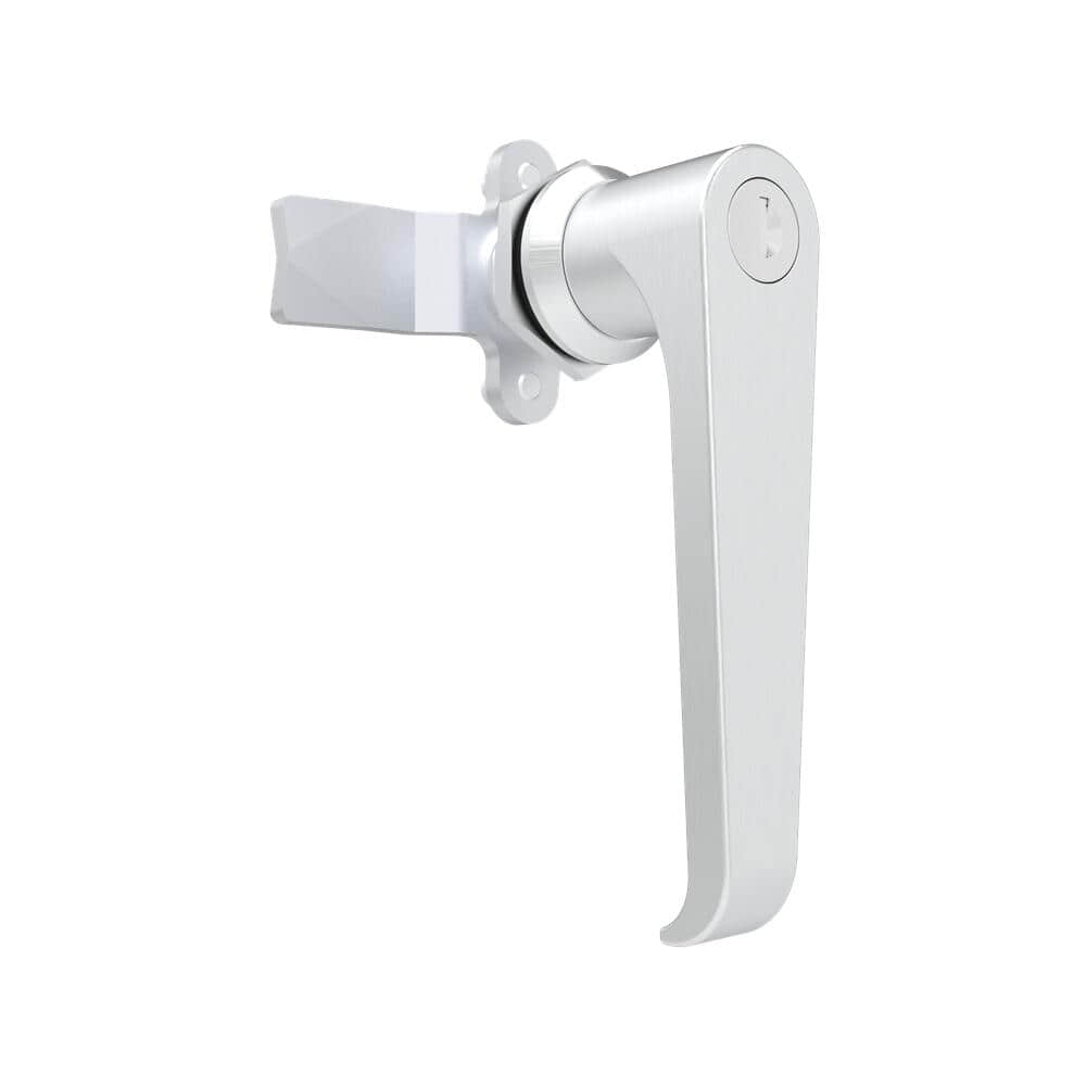 120 Bright Chrome Plated Zinc Alloy Keyed L-Type Quarter Turn Handle Lock | Cam Equipped Industrial Cabinet Rotary Lock
