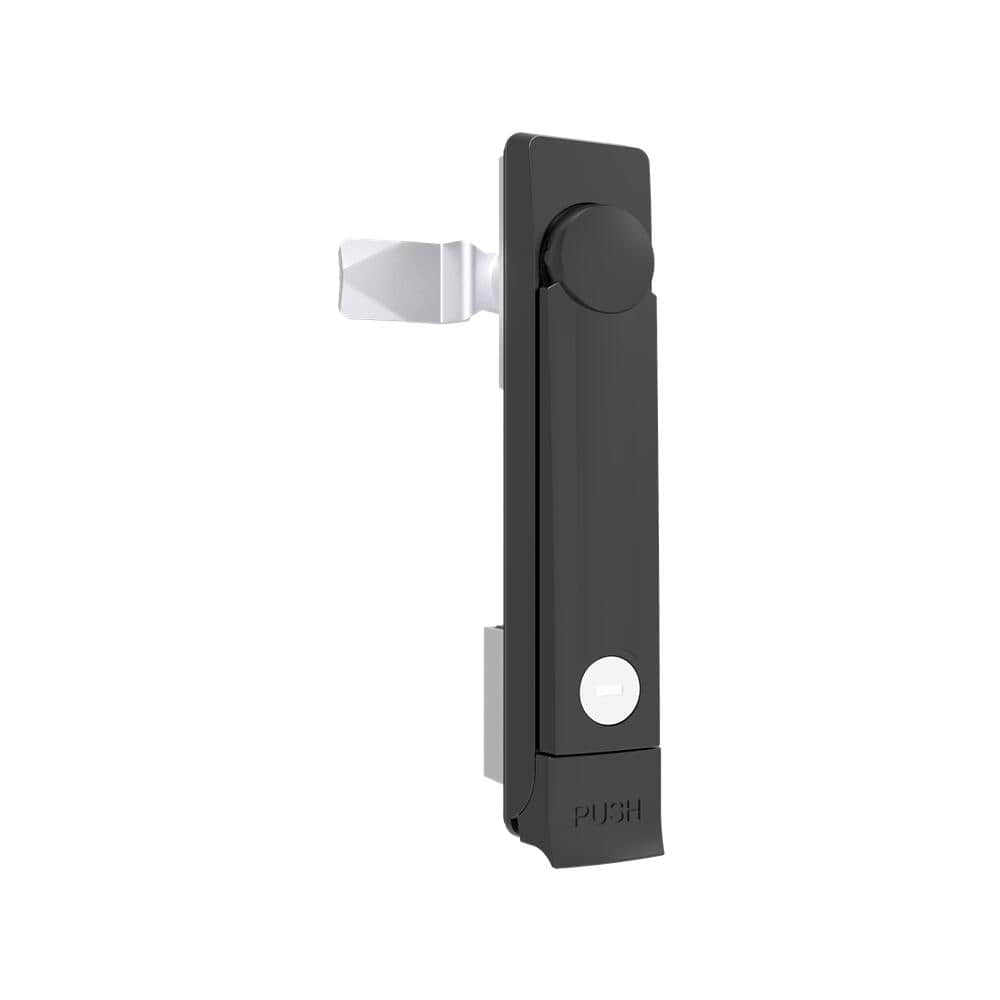 49 Zinc Alloy Black Powder Coated Rotary Handle Flat Lock | Universal Left Right Open for Network & Electrical Control Cabinets