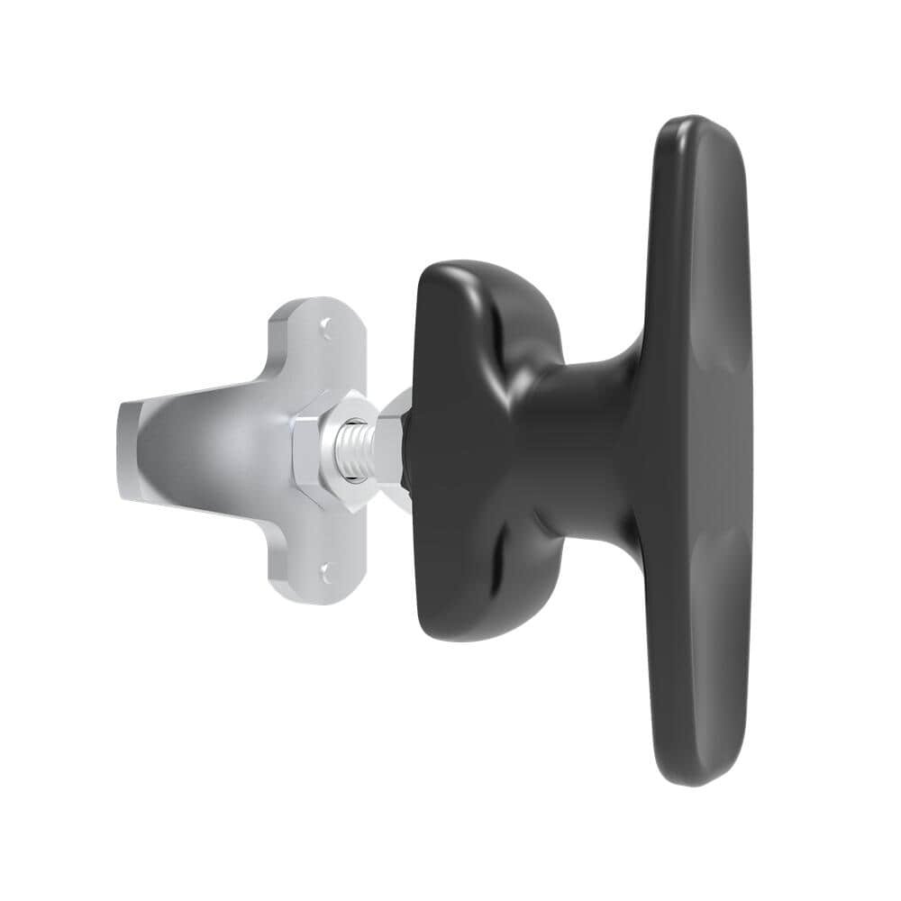 102 Black Powder Coated Zinc Alloy Short Cam T-Handle Rotary Lock | Camper Rear Cover & Jeep Window Turn Lock, Clockwise Latching