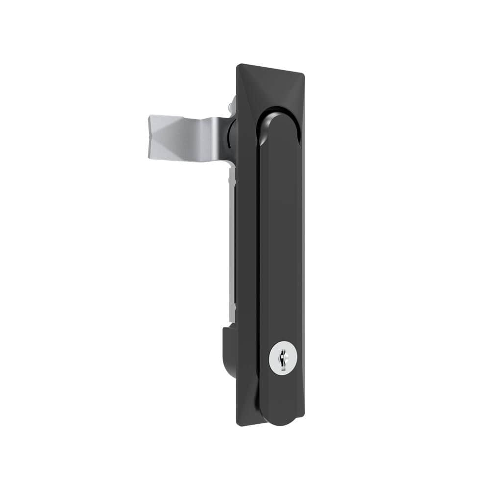 29 Zinc Alloy Black Powder Coated K333 Rotating Handle Lock | Universal Flat Lock for Electrical, Control & Network Cabinet Doors