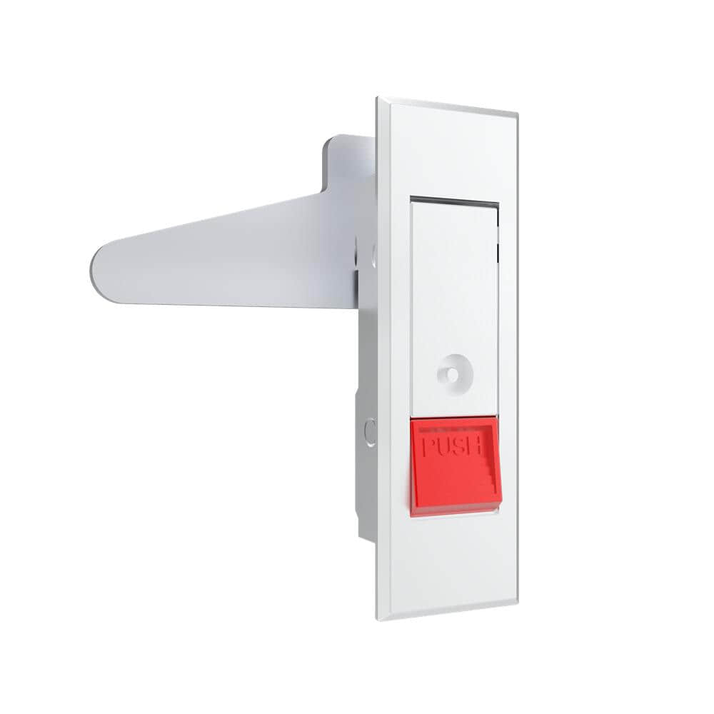28 Bright Electroplated Zinc Alloy Fire Cabinet Pop-up Button Lock | Universal Flat Lock with Red Press-to-open Button & Spring Eject Handle