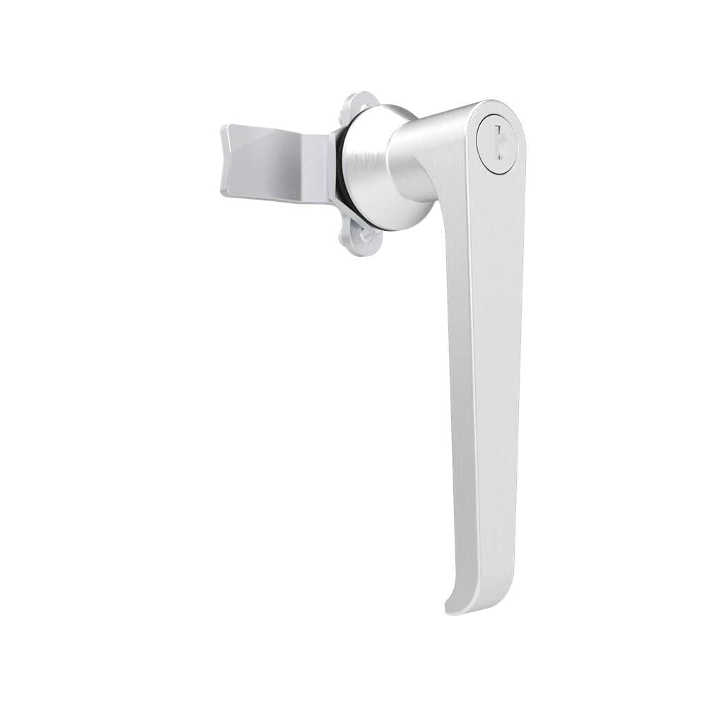 122 Bright Chrome Plated Zinc Alloy Keyed L-Type Quarter Turn Handle Lock | Built-in Cam Cabinet Door Rotary Compression Lock