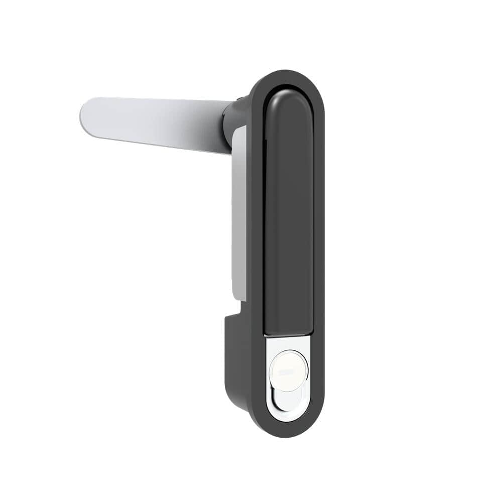 35 Zinc Alloy Black Powder Coated K333 Rotating Handle Flat Lock | Universal Left Right Open for Electrical Control Cabinet Doors