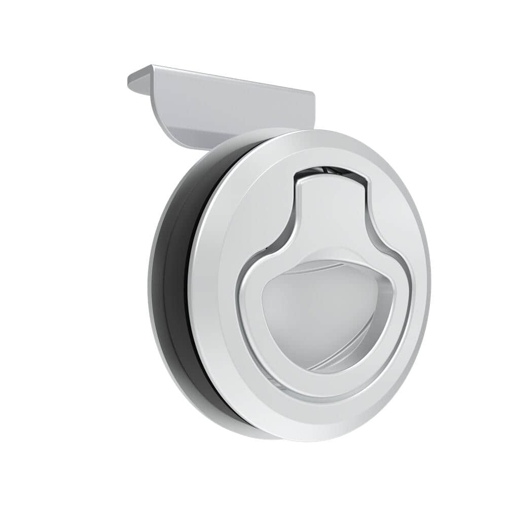 132 Bright Chrome Plated Zinc Alloy Small Embedded Round Yacht Slam Lock | SOSCO M1 Marine Door Lock Fits 1~21mm Panel Thickness, 23mm Handle Grip